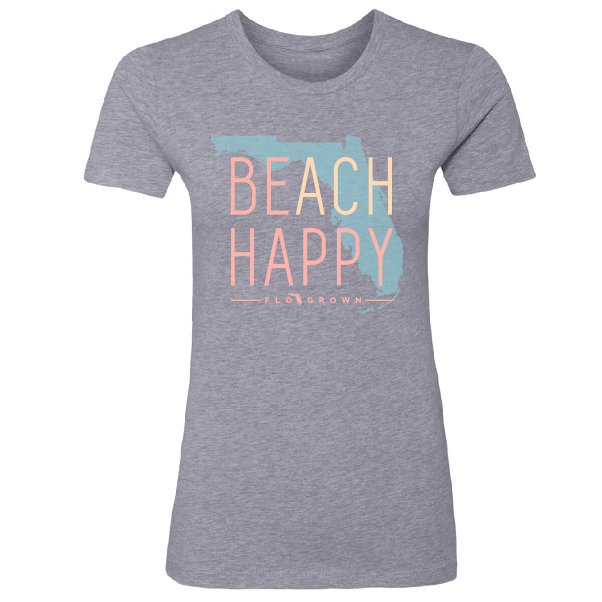 Beach Happy State Fitted Women's Tee Hoodie, Sweatshirt | CoreVibeTees.com (Image 1)
