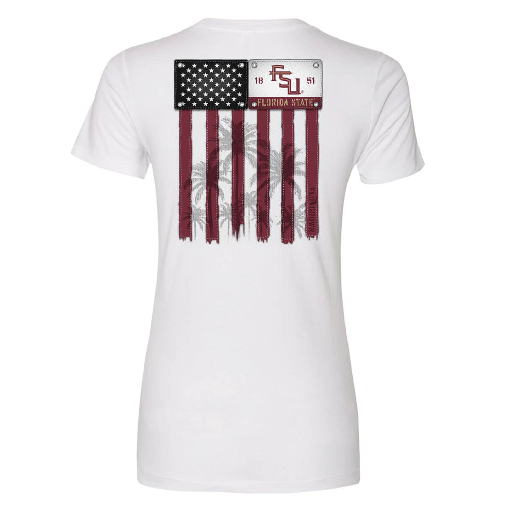 Florida State Seminoles Vintage Flag Fitted Women's Tee Hoodie, Sweatshirt | CoreVibeTees.com (Image 1)