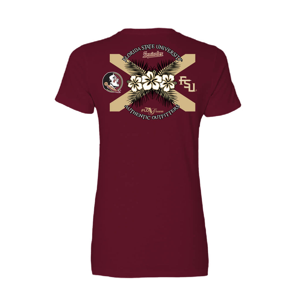 Florida State Seminoles Hibiscus Flag Fitted Women's Tee Hoodie, Sweatshirt | CoreVibeTees.com (Image 1)