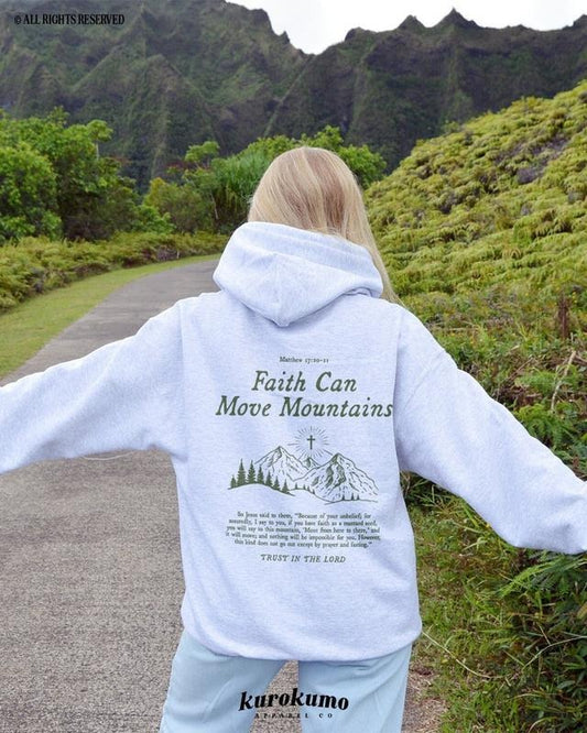 Faith Can Move Mountains Bible Verse Hoodie Faith Based Clothing Worship Gift Gospel Sweatshirt Vintage Christian Catholic Religious  T-shirt, sweater and Hoodie