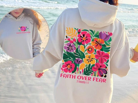 Faith Over Fear Hoodie, Christian Hoodie Bible Verse, Aesthetic Sweatshirts, Jesus Hoodie, Church hoodie, Trendy Boho Christian Christianity  T-shirt, sweater and Hoodie