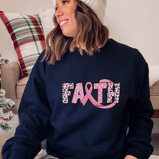 Faith Ribbon Breast Cancer Sweatshirt, Cancer Leopard Sweater, Breast Cancer Awareness Sweat, Cancer Warrior  T-shirt, sweater and Hoodie