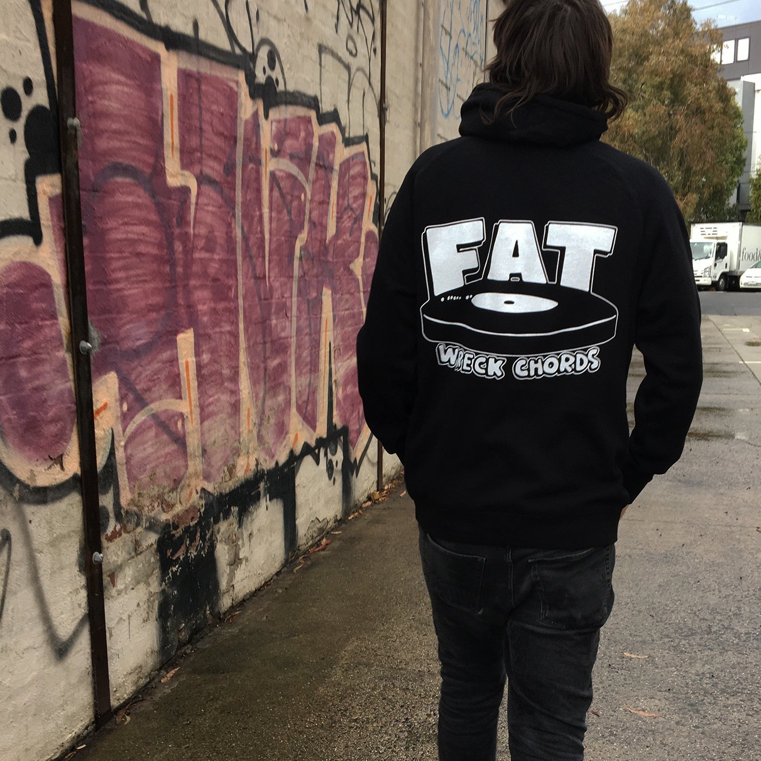 Fat Wreck Chords Logo Pullover Hoodie (Black) T-Shirts, Sweatshirt | CoreVibeTees.com (Image 2)