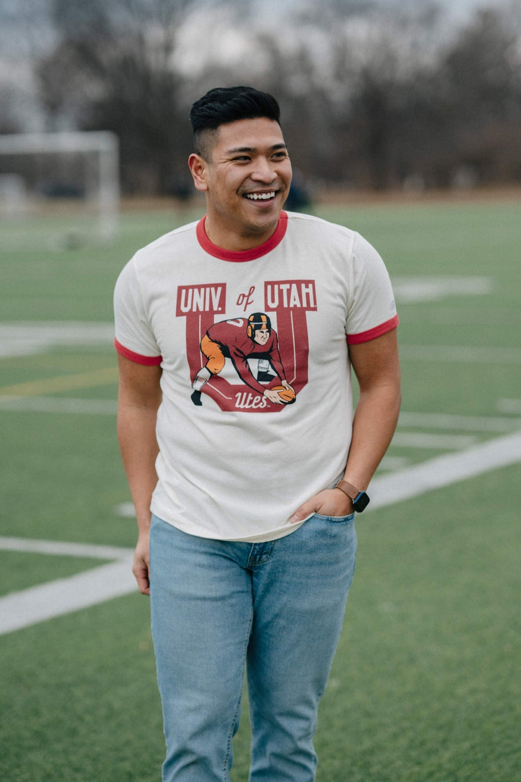 Utah Vintage Football Logo Ringer Tee Style001 Hoodie, Sweatshirt | CoreVibeTees.com (Image 2)