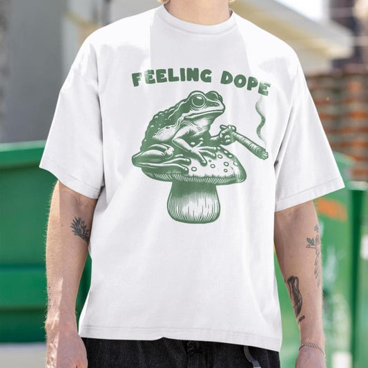 Feeling Dope Frog Vintage T Shirt 420  Shirt Frog Getting High Shirt Funny  Magic Mushroom Shirt Gift For  Animals Stoned