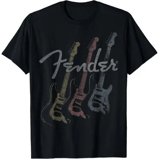 Fender Stacked Guitar Faded Logo T-Shirt Made in USA
