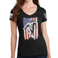 Ladies American Fighter V-Neck T-shirt Hoodie, Sweatshirt | CoreVibeTees.com (Image 1)