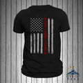 Firefighter Bravery Courage Honor Thin Red Line Vertical Flag Men's T-Shirt Casual Crewneck Hoodie, Sweatshirt