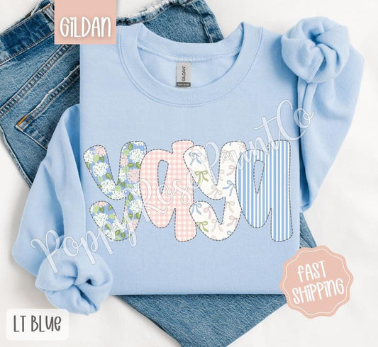 Floral Yaya Sweatshirt, Cute Spring Grandma Sweater, Coquette Flower Crewneck, Mother's Day, Gift for Her