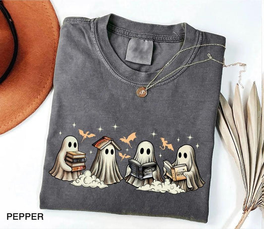 Fourth Wing Ghost Book Shirt, Ghost Bookish Shirt, Book Ghost Sweatshirt, Halloween Book Lovers, Bookish Sweatshirt, Ghost Reading Shirt