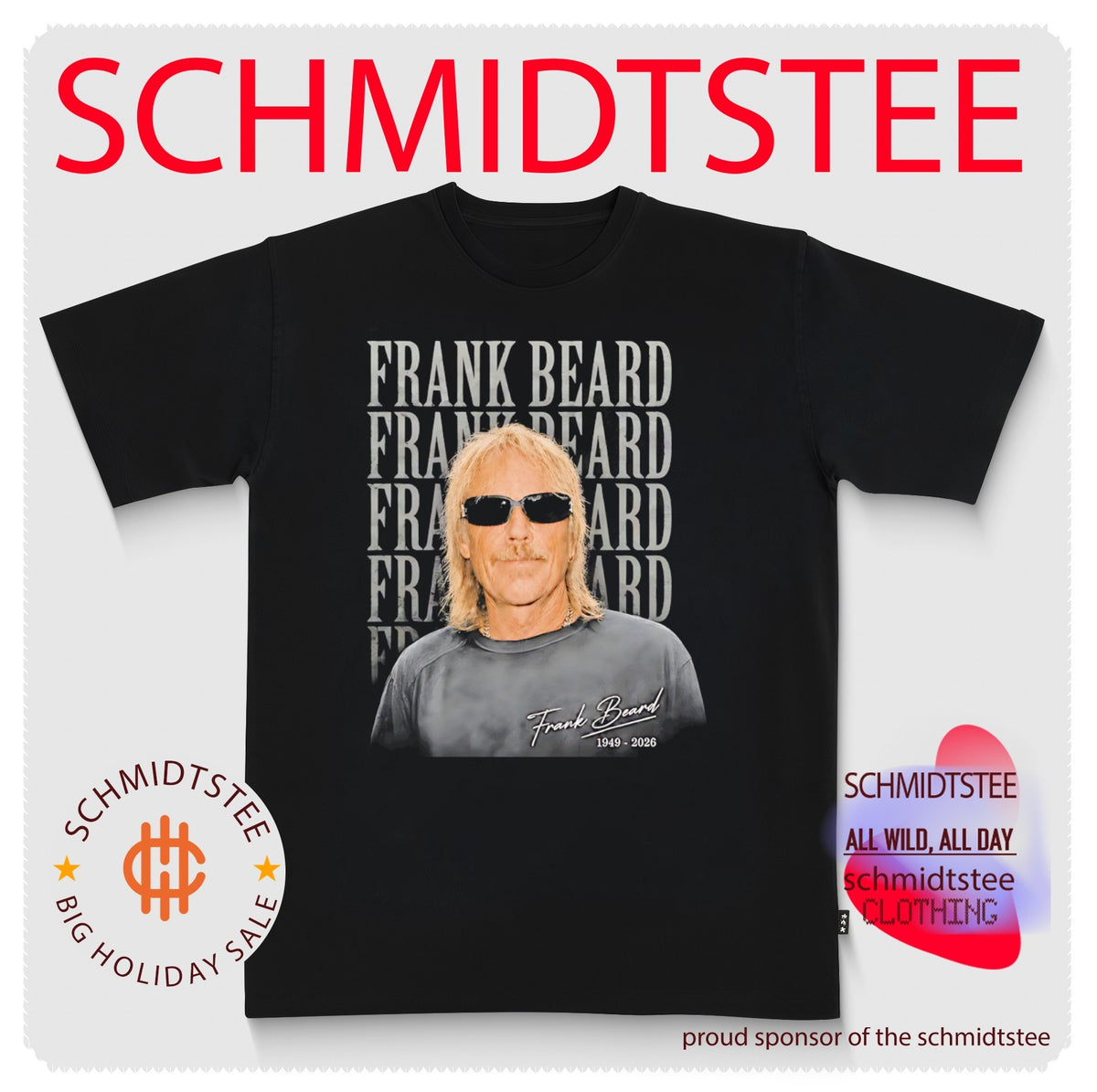Frank Beard 1949-2026 portrait shirt