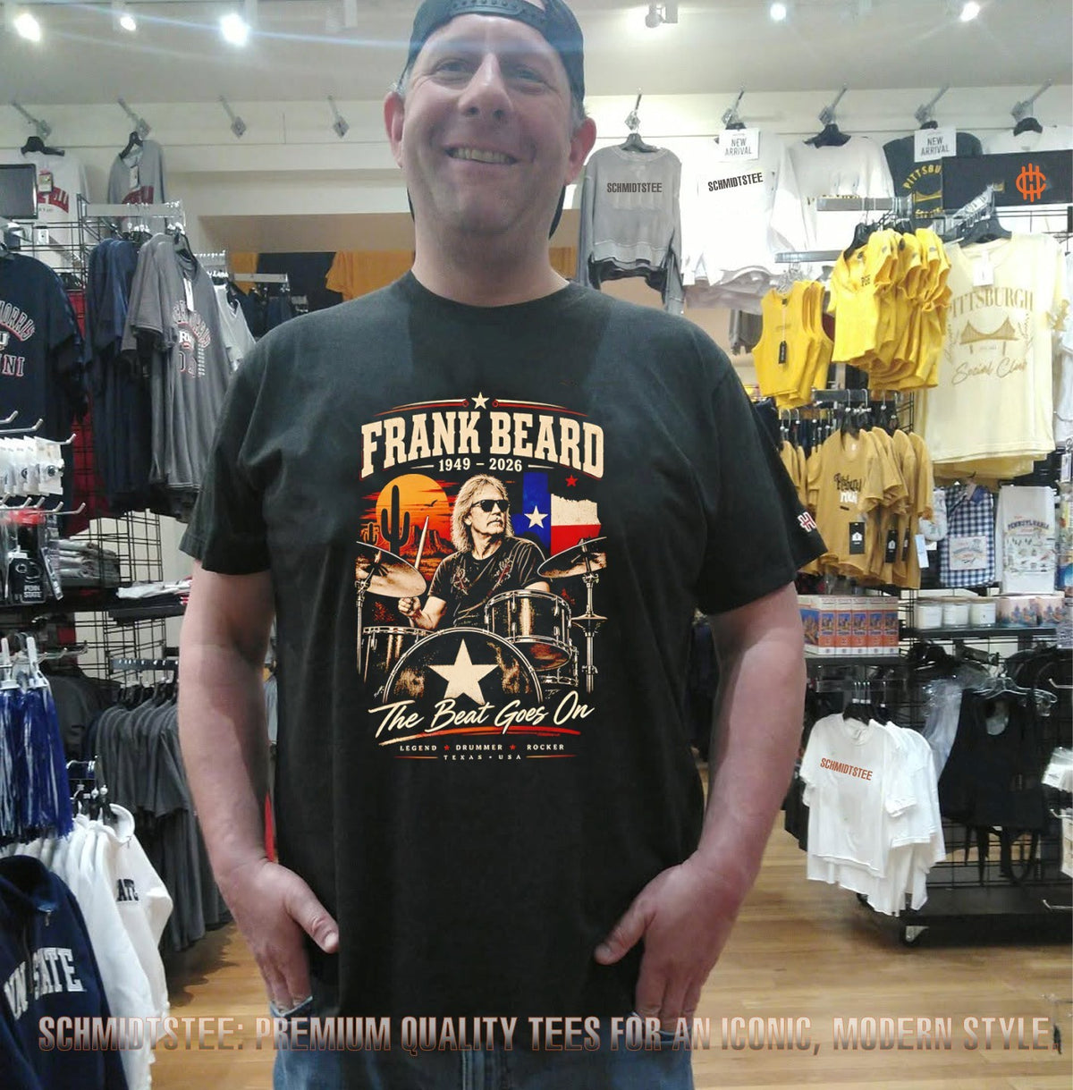 Frank Beard 1949-2026 the Beat Goes On tribute shirt