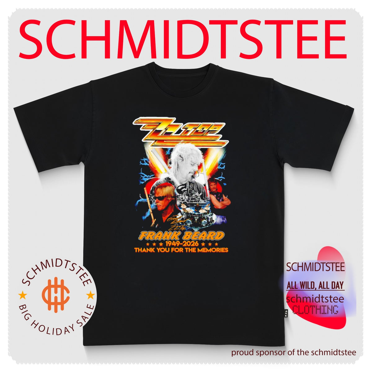Frank Beard ZZ Top 1949-2026 Thank You for the Memories Tribute shirt