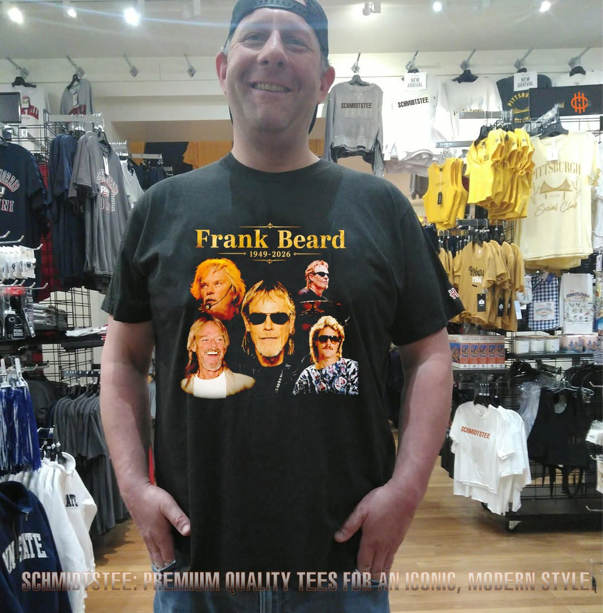 Frank Beard memorial 1949-2026 portrai collage shirt