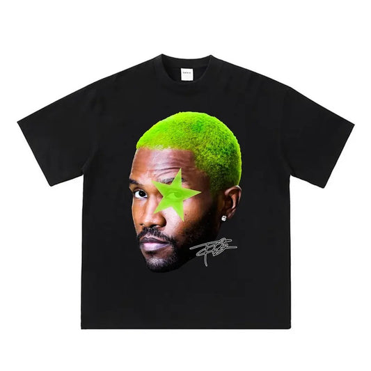 Frank Green Star Big Face Graphic Rap Tee - Fresh and Trendy