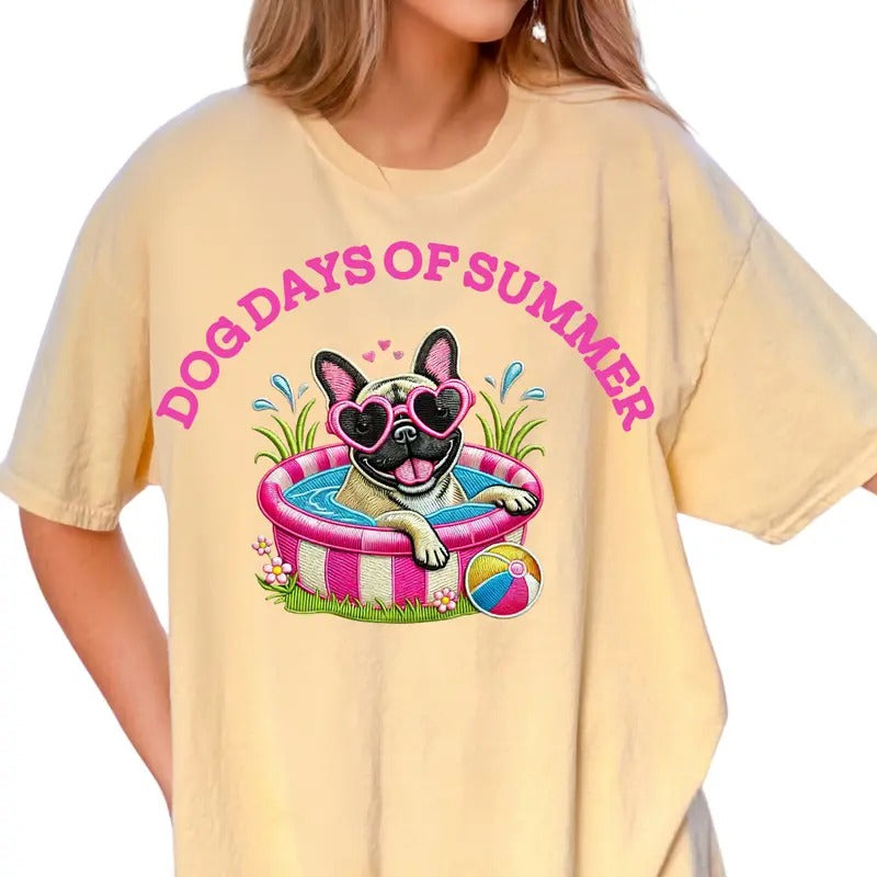 French Bulldog Dog Days of Summer Shirt ~ Unisex Apparel Relaxed Fit Printed In The USA Clothing Womenswear Casual Comfort Cotton Top Athletic Boho Chic
