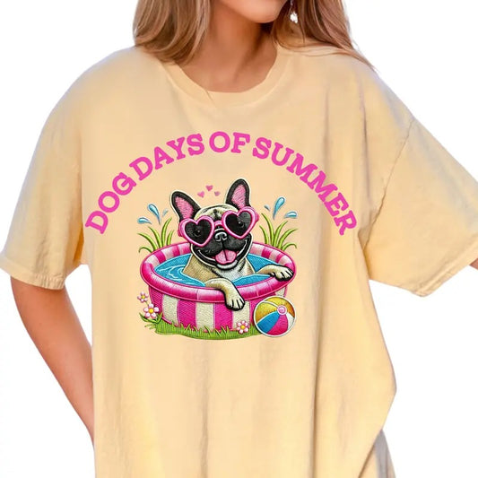 French Bulldog Dog Days of Summer Shirt ~ Unisex Apparel Relaxed Fit Printed In The USA Clothing Womenswear Casual Comfort Cotton Top Athletic Boho Chic