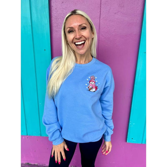 Frosty Girl Embroidered Snowman Sweatshirt