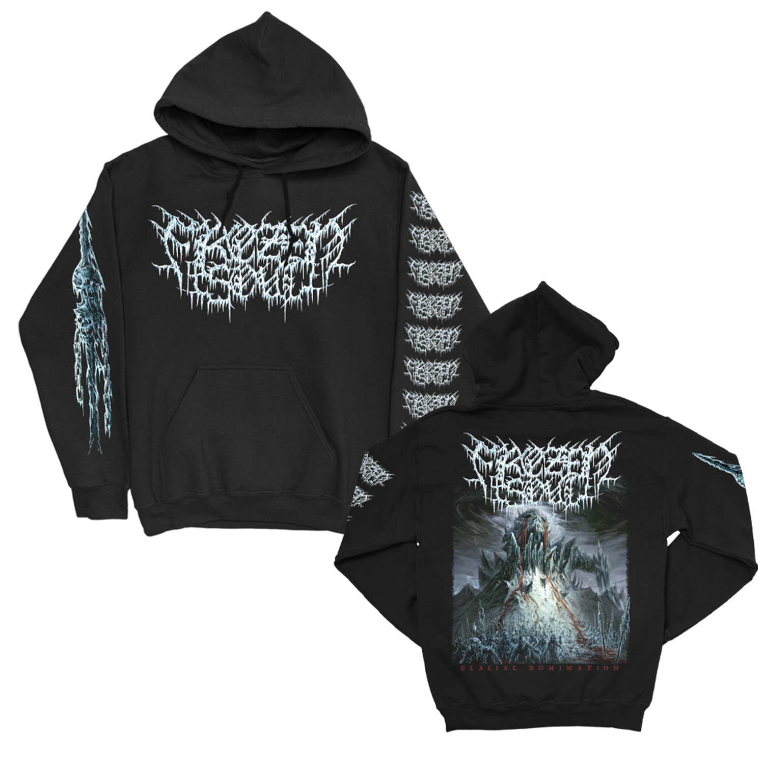 Glacial Domination Pullover Hoodie (Black) T-Shirts, Sweatshirt | CoreVibeTees.com