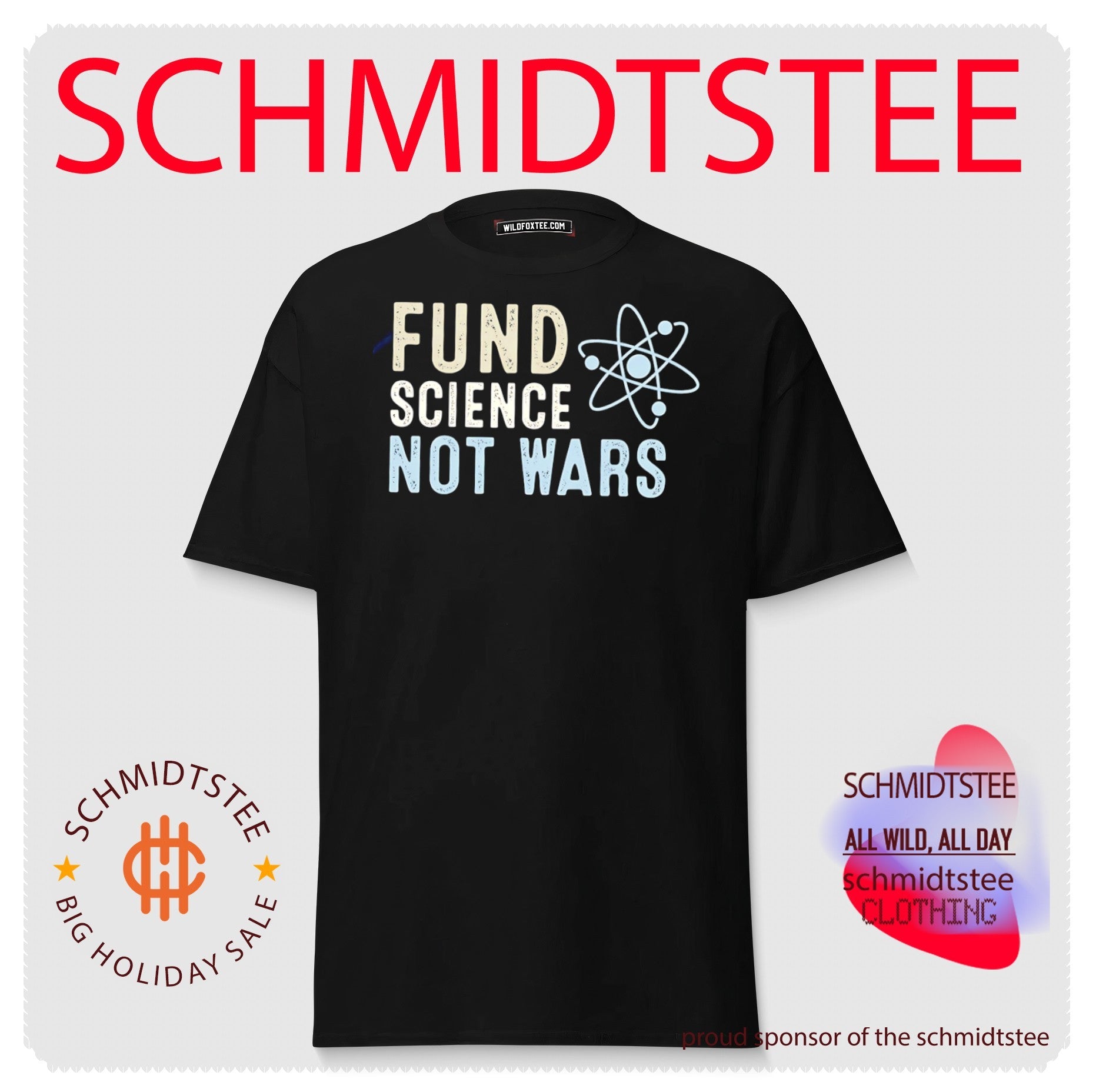 Fund science not wars simple graphic text shirt