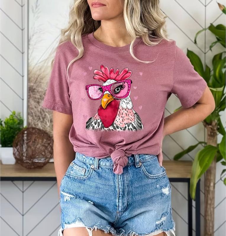 Funny Chicken Tee, Chicken Lover Shirt, Country Girl Tshirt,,Funny Chicken Shirt, Girl Chicken Tshirt, Cute Farmer Outfit, Animal T-Shirt