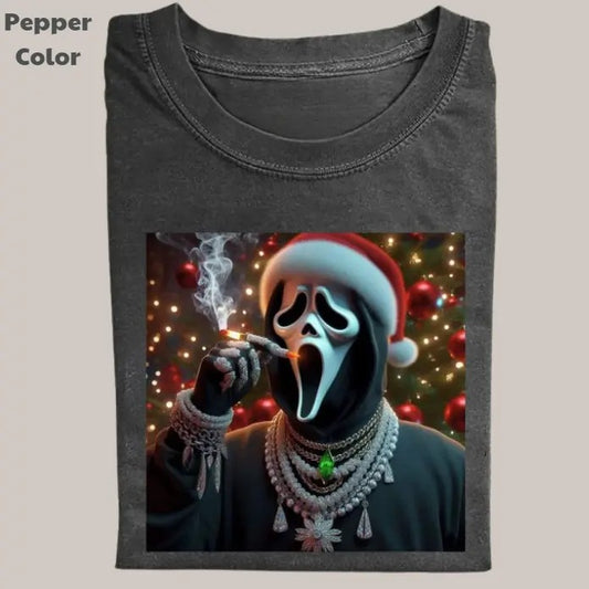 Funny Christmas Vintage Tee, Ghost Face Smoking T-Shirt, Movies Graphic Tee, Meme Cringe Funny Dumb Shirt, Menswear Womenswear Streetwear