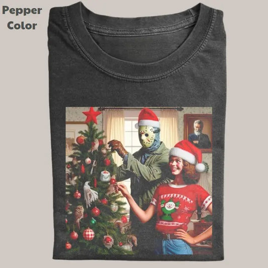 Funny Christmas Vintage Tee, Jason Voorhees T-Shirt, Movies Graphic Tee, Meme Cringe Funny Dumb Shirt, Menswear Womenswear Streetwear