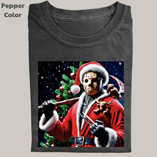 Funny Christmas Vintage Tee, Jason Voorhees T-Shirt, Movies Graphic Tee, Meme Cringe Funny Dumb Shirt, Menswear Womenswear Streetwearstyle{n002}2