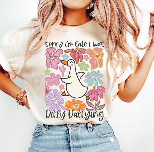 Funny Dilly Dallying Goose Sarcastic Boho Preppy Retro Shirt T-Shirt