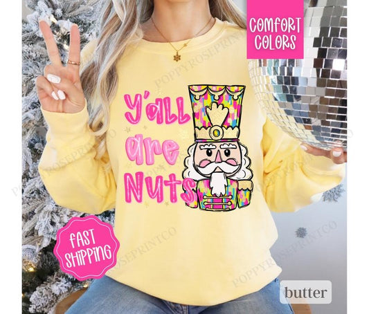Funny Nutcracker Sweatshirt Comfort Colors, Preppy Christmas Sweater,  Womens Holiday Crewneck
