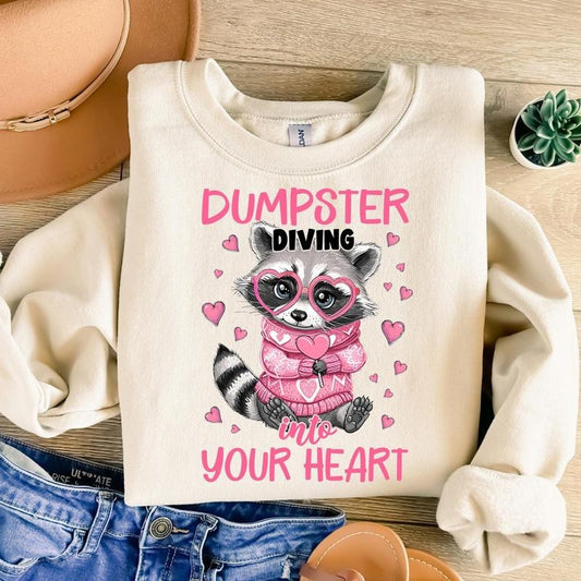 Funny Valentine Sweatshirt, Feral Raccoon Sweatshirt, Pink Valentine Heart Sweatshirt, Retro Valentine Sweatshirt, Sarcastic Sweatshirt, Funny Raccoon Valentine