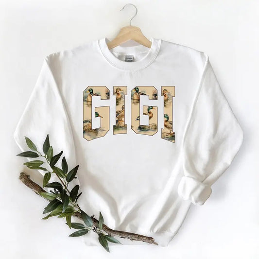 GIGI Hunting Season Duck Graphic Vintage Mallard Duck Gift For Unisex T-shirt Hoodie Sweatshirt Pullover Cotton Fabric