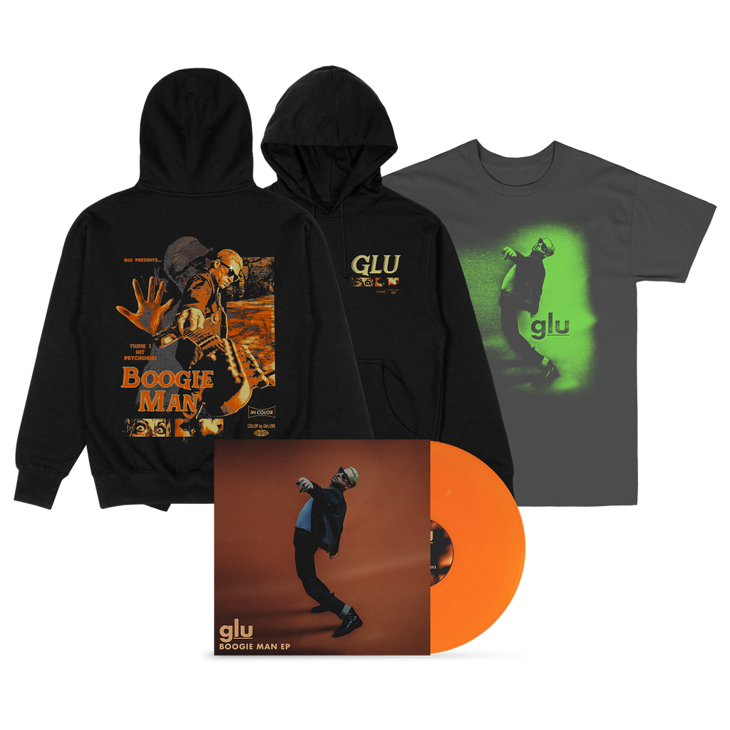 GLU - BM EP Cover Tee + Psychosis Hoodie + Boogie Man EP Vinyl Sweatshirt | CoreVibeTees.com