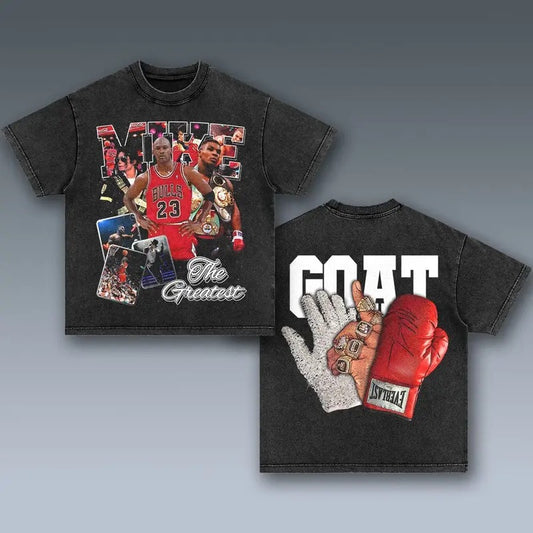 GOAT-MICHAEL JORDAN-MICHAEL JACKSON-MIKE TYSON Boxing T-shirt, Boxer Tee, Sports Shirt, Athletic Tee, Fitness Gift, Workout T-shirt Crewneck Clothing Cotton Menswear Cotton Menswear Top Polyester
