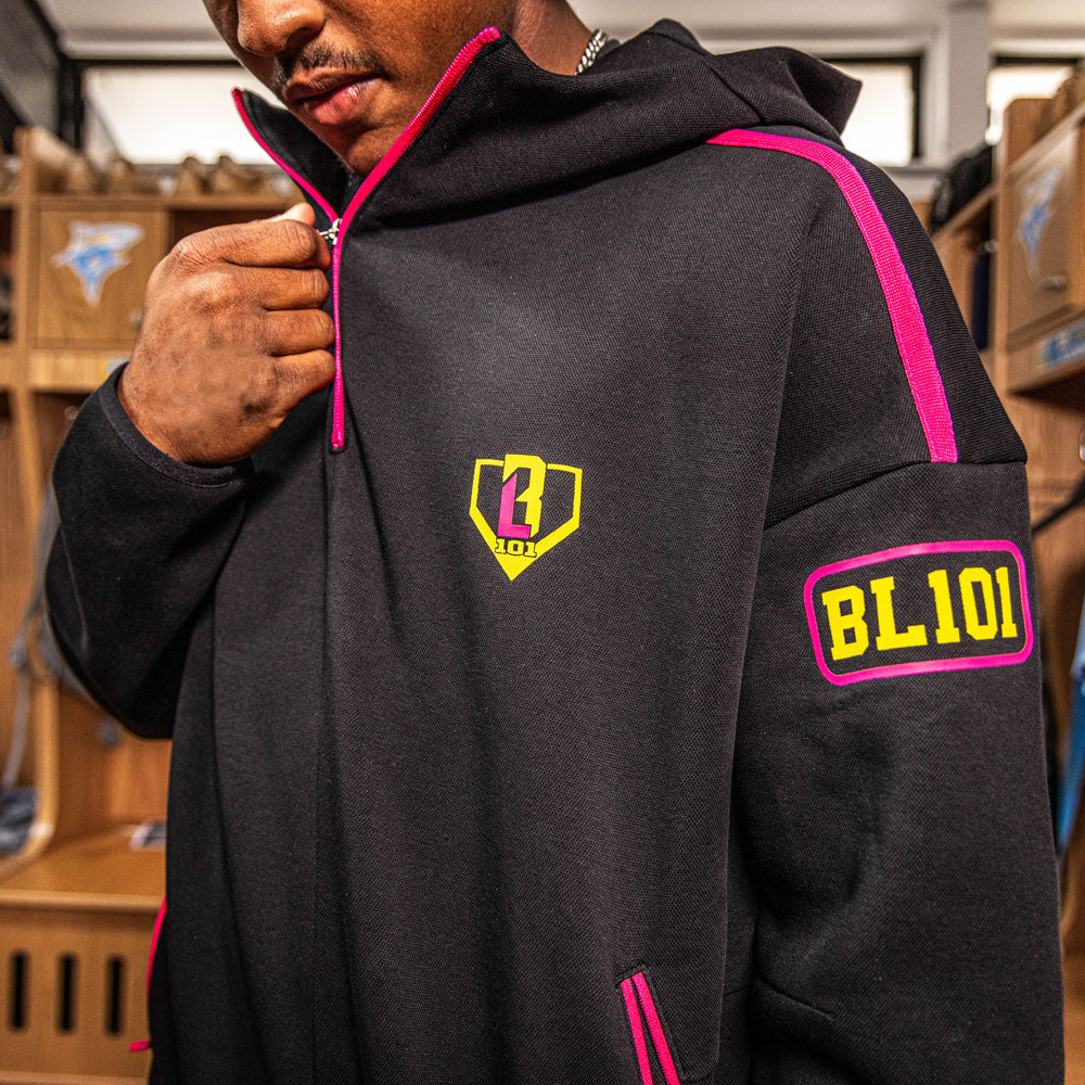 Game Day 1/4 Zip Hoodie - Black/Pink/Yellow T-Shirts, Sweatshirt | CoreVibeTees.com (Image 2)