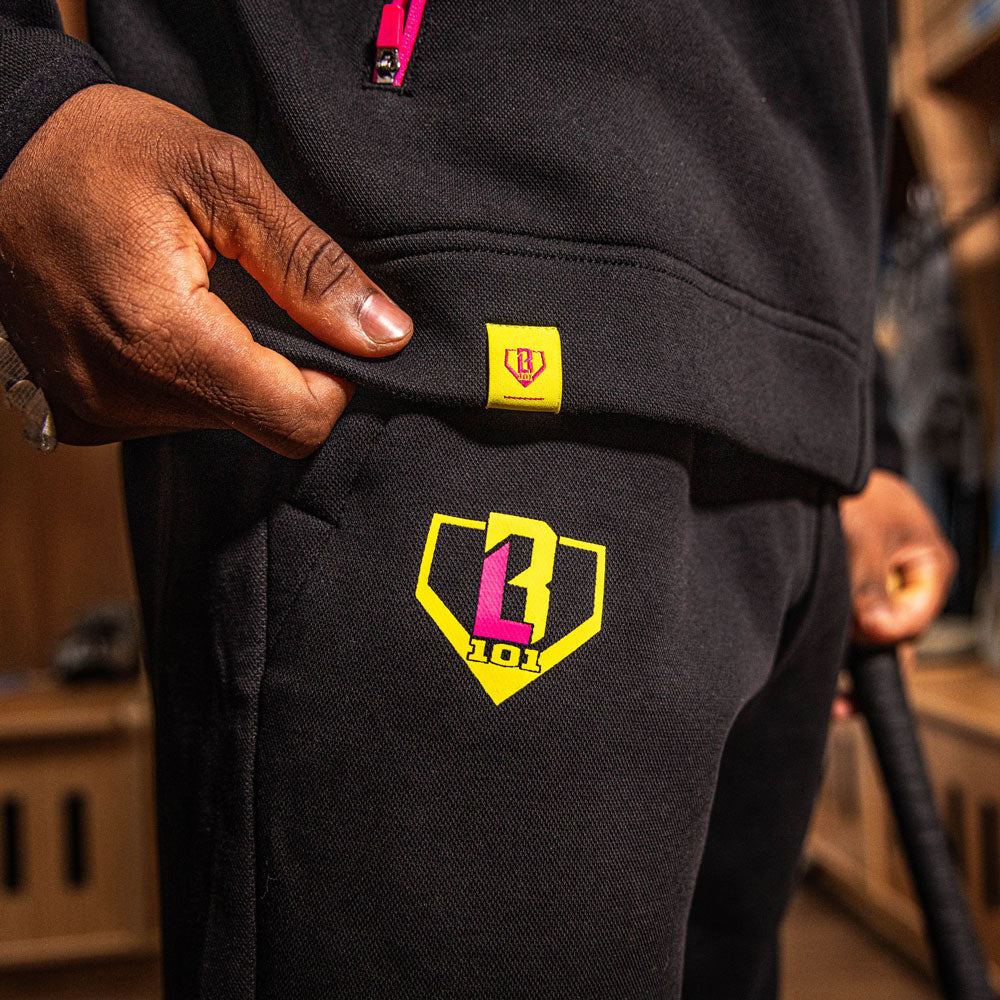 Game Day 1/4 Zip Hoodie - Black/Pink/Yellow T-Shirts, Sweatshirt | CoreVibeTees.com (Image 3)