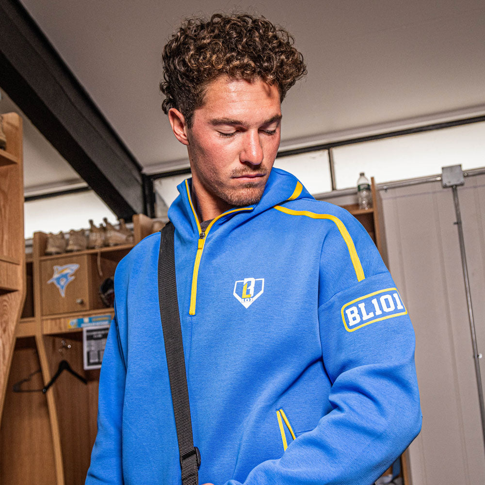 Game Day 1/4 Zip Hoodie - Blue/Yellow/White T-Shirts, Sweatshirt | CoreVibeTees.com (Image 2)