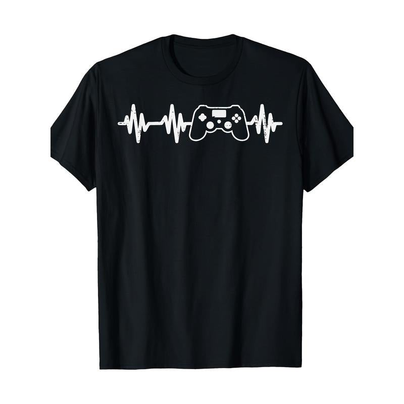 Game Heartbeat Game Controller Player 100% cotton T-shirt Made in USA