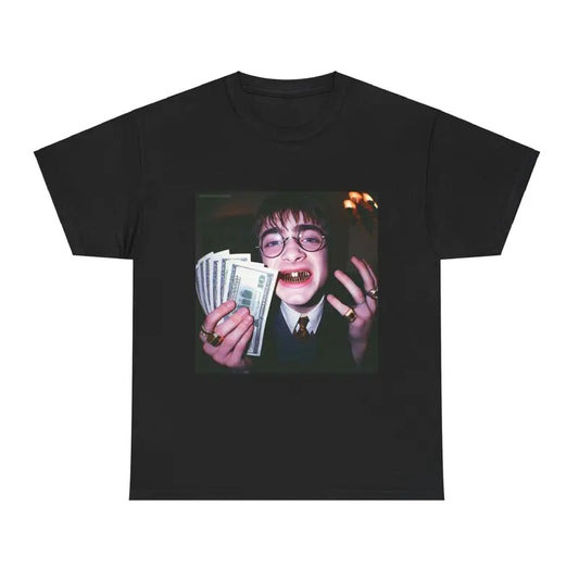 Gangsta Wizard with the Dollars, Unisex Shirt - Fantasy Graphic Tee, Movie Merch, Ai Meme T shirt