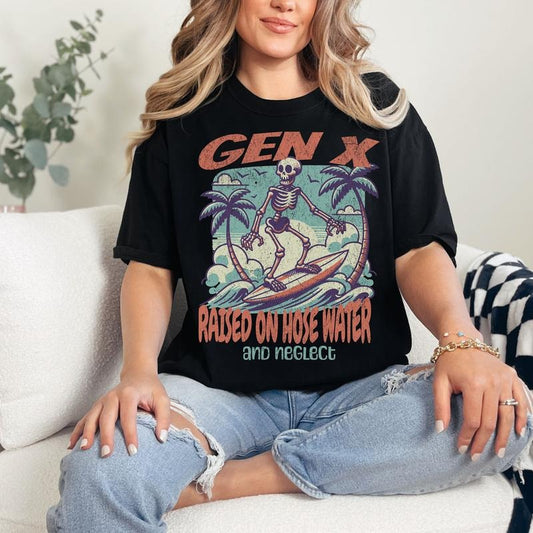 Gen X Raised on Hose Water and Neglect Comfort Colors Shirt, Trendy Sarcastic T-shirt, Gen X Vintage Inspired Shirt, Nostalgic Gift