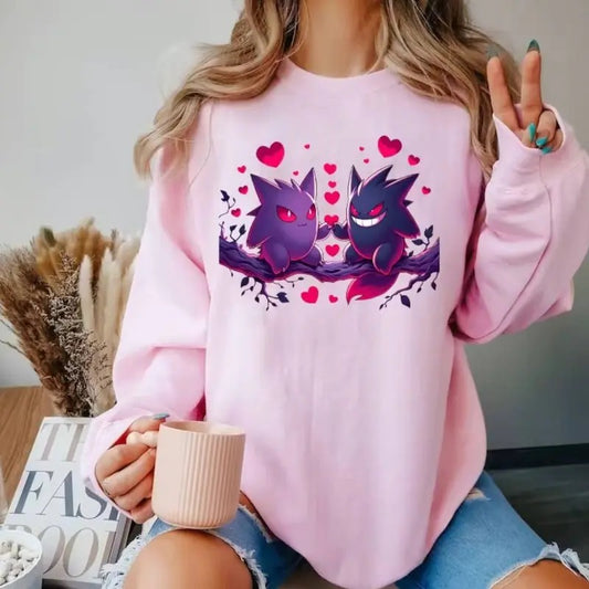 Gengar Valentine T-shirt, Anime Shirt - Womenswear Fabric