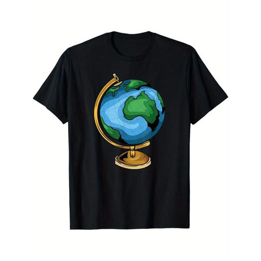 Geography Teacher printed men's cotton crew neck Printed T-shirt Short sleeve comfortable T-shirt Loose casual top Teacher gift Back to school men's clothing Made in USAstyle{n002}2