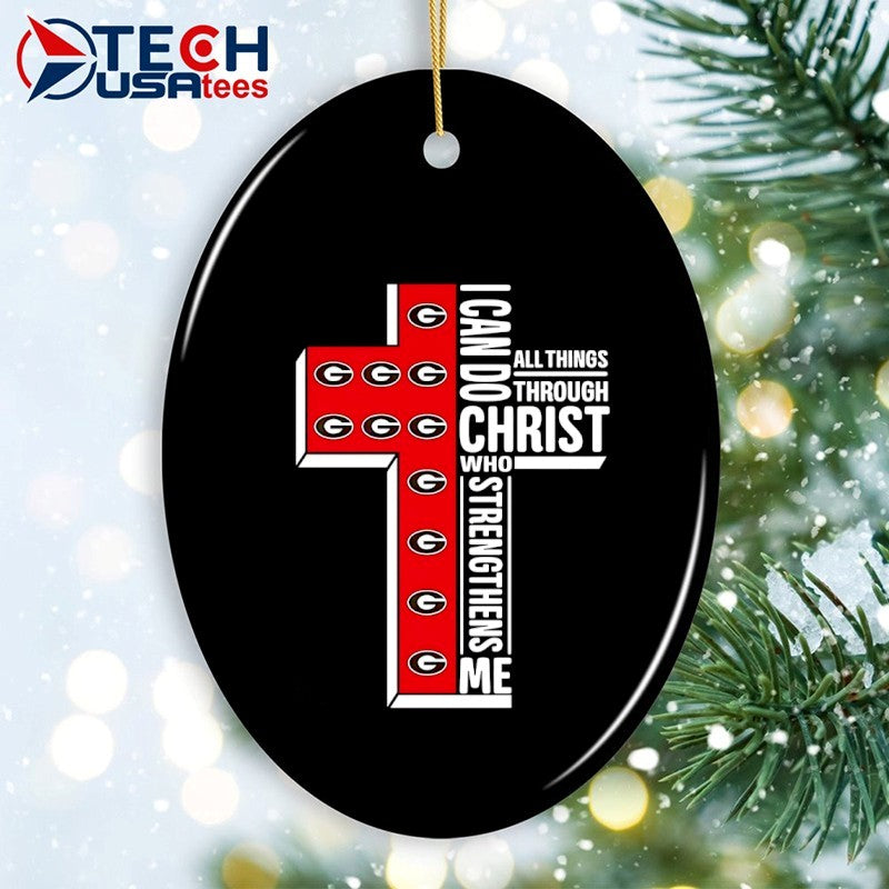 Georgia Bulldogs cross I can do all things through Christ who strengthens me shirt