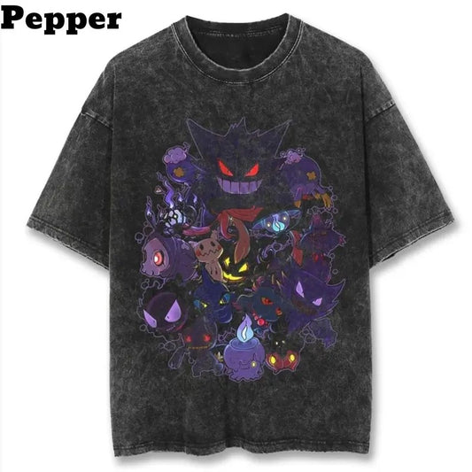 Ghost Type Family Black Vintage Tee - Ideal for Pokémon Fans! Vintage Style for Anime Lovers and Perfect Gifts! Sweatshirt, Hoodie, Comfort Colors