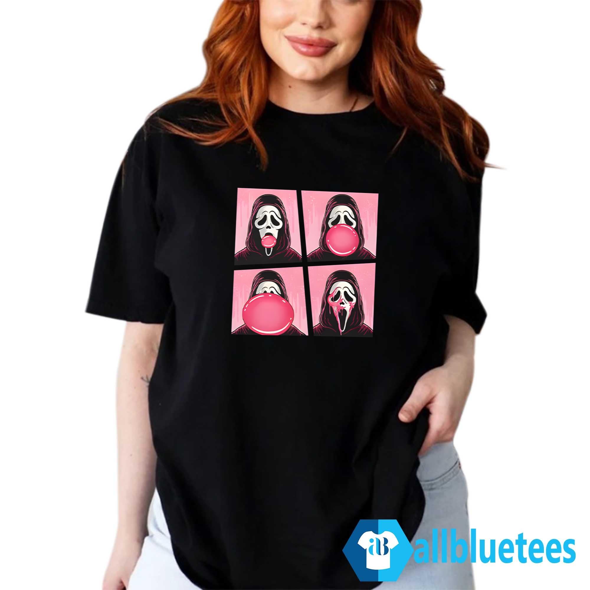 Ghostface Bubble Pink Gum Halloween Shirt