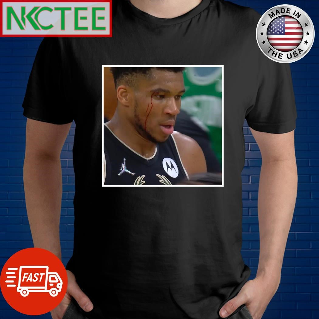 Giannis Antetokounmpo blood shirt