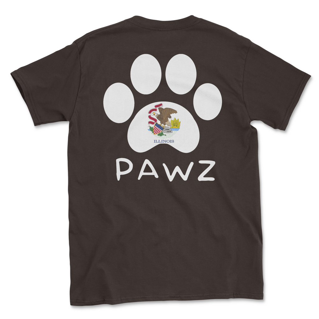 Illinois Flag Paw (Adult Short Sleeve T-Shirt) Hoodie, Sweatshirt | CoreVibeTees.com (Image 1)