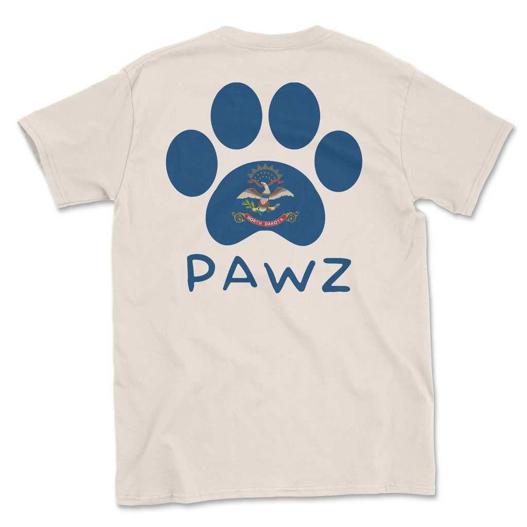 North Dakota Flag Paw (Adult Short Sleeve T-Shirt) Hoodie, Sweatshirt | CoreVibeTees.com (Image 1)