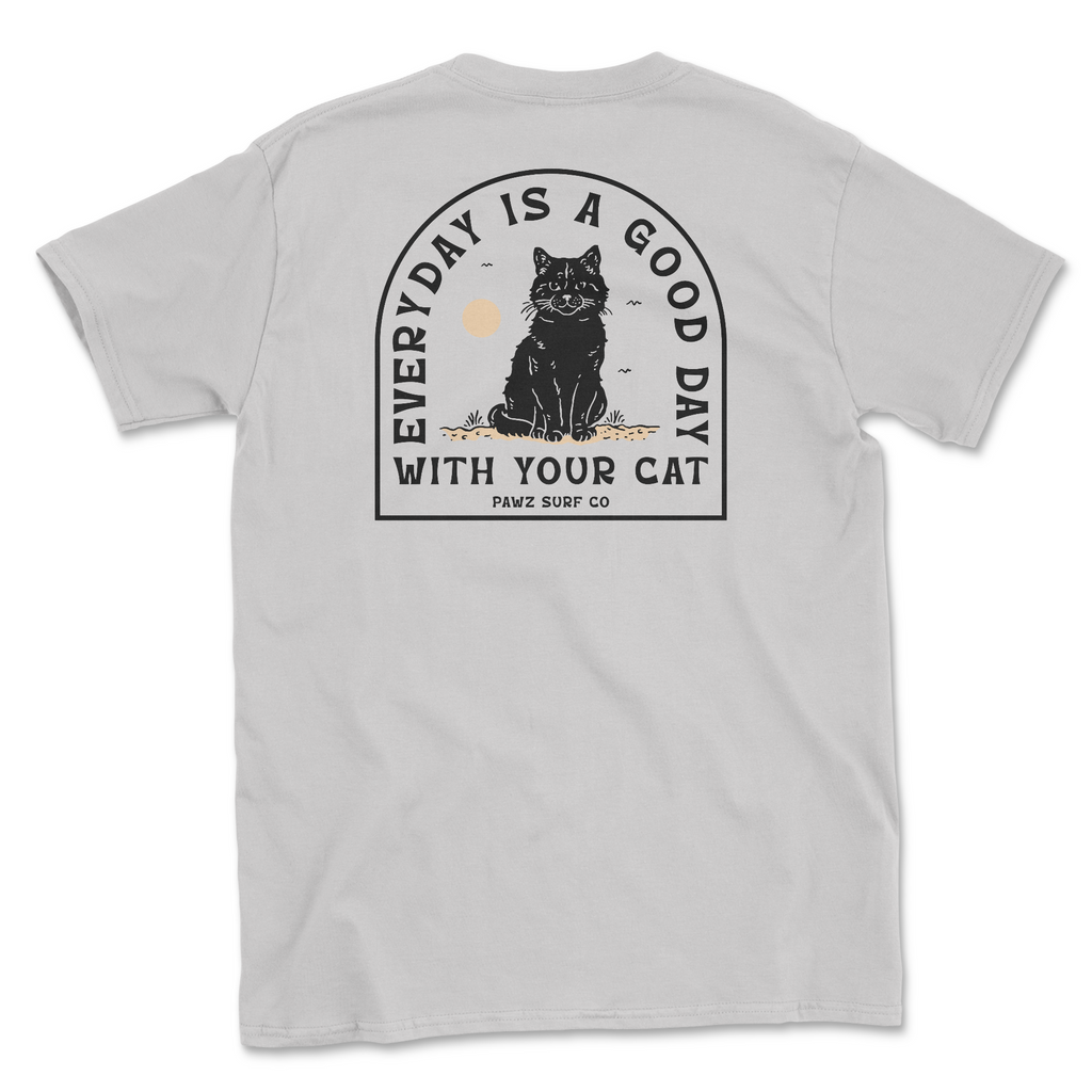 Good Day Cat - Ice Grey (Adult Short Sleeve T-Shirt) Hoodie, Sweatshirt | CoreVibeTees.com (Image 1)