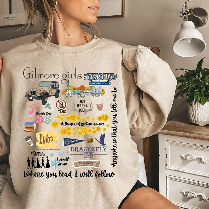 Gilmore girls Sweatshirt, Stars Hollow Dragonfly Lukes Dinner Sweatshirt, Retro Gilmore Girl Sweatshirt, TV Show Fans Sweatshirt